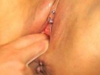 Anal self-fucking from a slutty babe with pierced pussy