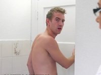 A busty chick and her young lover are looking for privacy in the bathroom