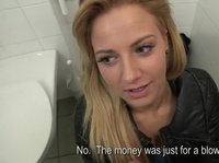 A blonde Czech whore allows him to fuck her at a public restroom