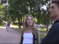 He meets her in the street and since they are not strangers anymore it is time to use her pussy!